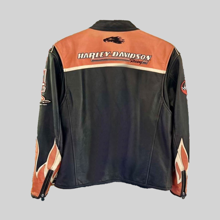 Harley Davidson Orange Screaming Eagle Leather Jacket | Rider Trend