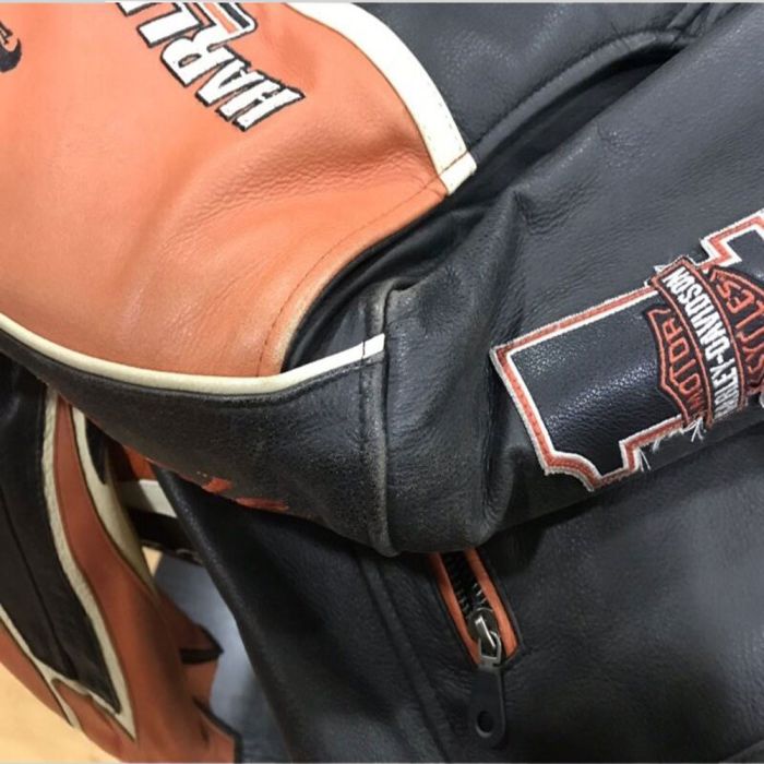 Harley Davidson Orange Screaming Eagle Leather Jacket