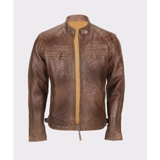 Distressed Brown Sheepskin Leather Jacket