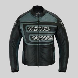 Harley Davidson Men's Marker Black&Gray Leather Jacket
