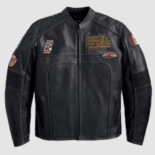 Harley Davidson Men Regulator Perforated Black Leather Jacket