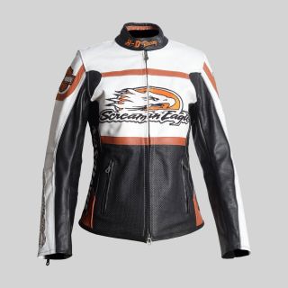 Ladies HD Raceway Screamin Eagle Leather Jacket