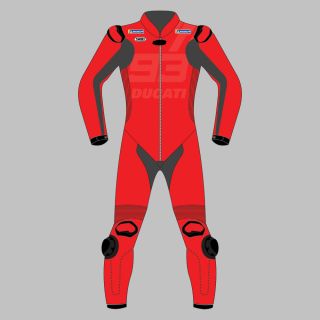 Marc Marquez Red Motorcycle Leather Suit Winter Test 2024