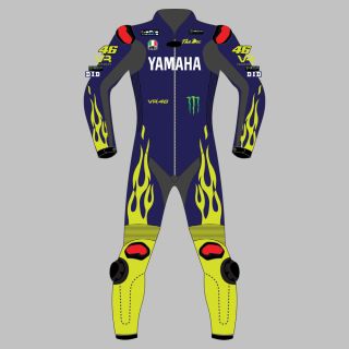 Valentino Rossi Blue Yamaha Motorcycle Race Leather Suit MotoGP 2024