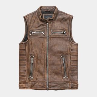 Vintage Brown Motorcycle Leather Vest