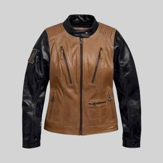 Women’s Colorblocked Leather Jacket