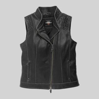 Women's Electra Studded Harley Davidson Leather Vest