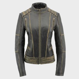 Women Distressed Leather Jacket